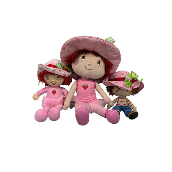 Vintage Strawberry Shortcake Lot Of 3 Stuffed Animals Dolls 2002 2003 2004 - Picture 1 of 15